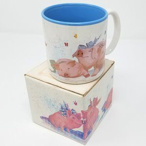 NEW Vtg 90s Cute 3 Pink Piggies Coffee Tea Juice Water Mug